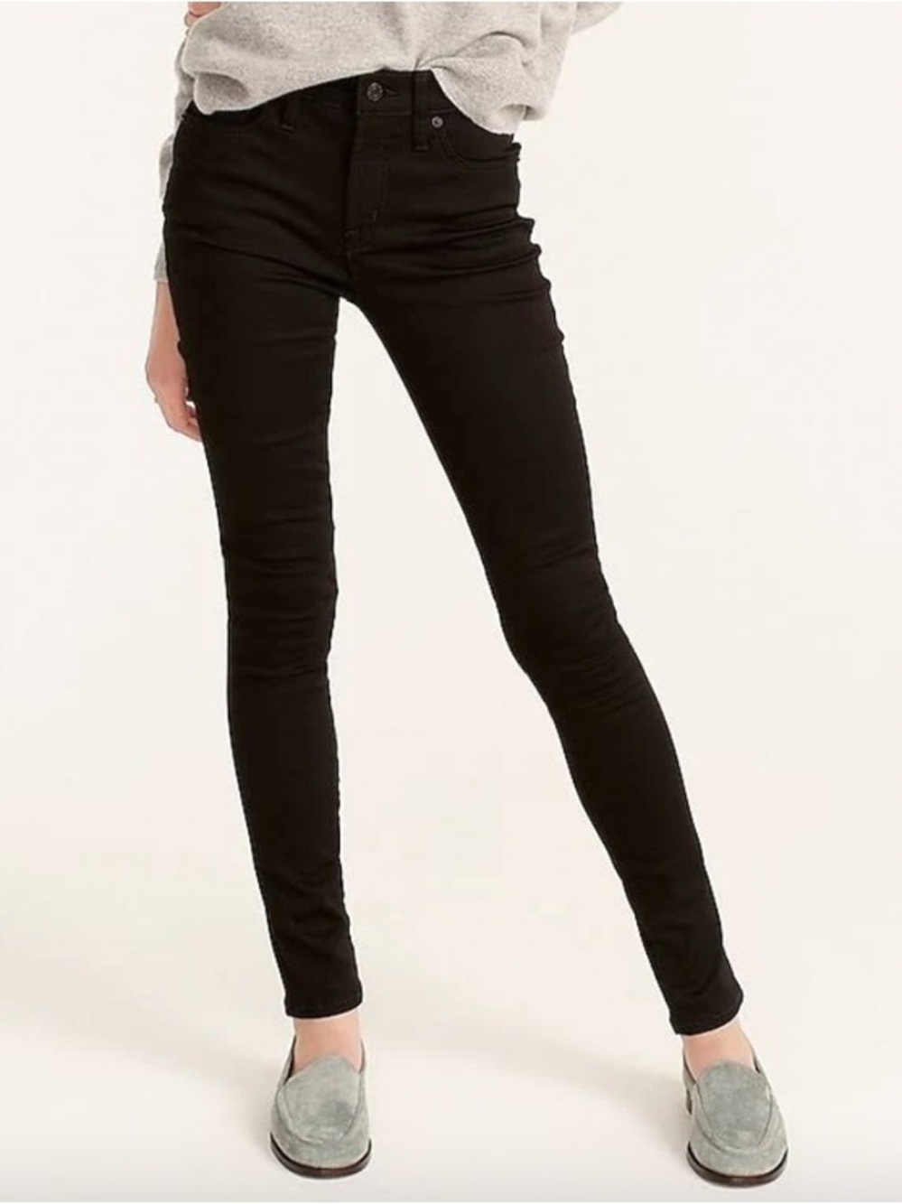 J. Crew Black 9” Mid-Rise Stretchy Toothpick Skinny Jeans